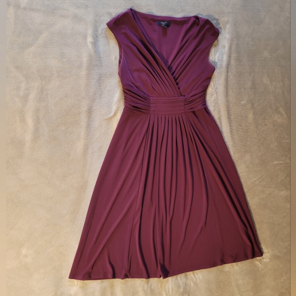 Chaps Purple Cap Sleeve Dress, Size M